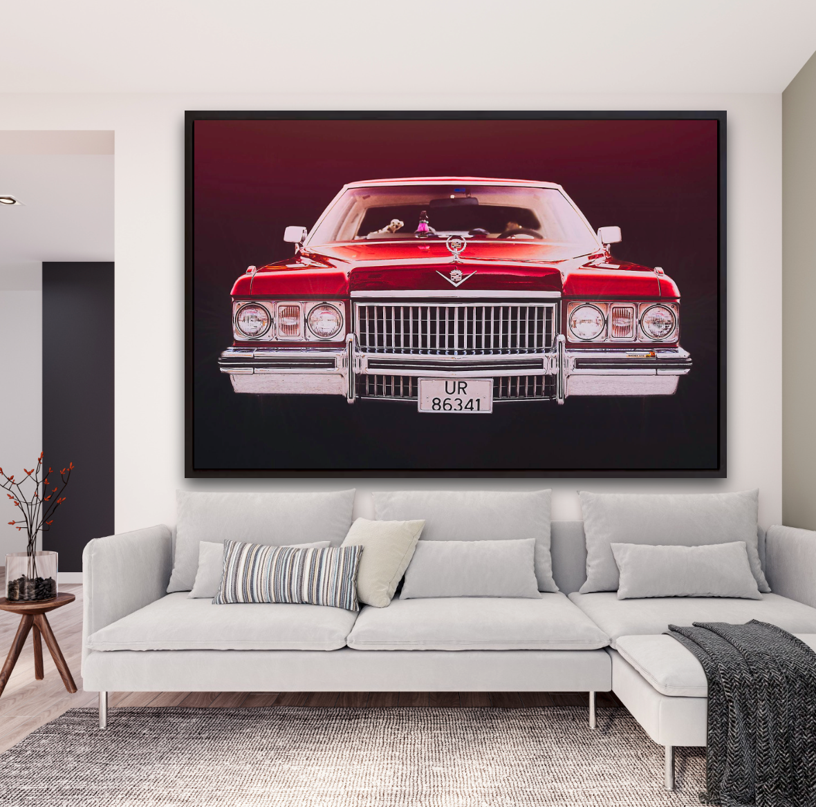Red 1973 Cadillac Coupe de Ville, vintage AMCAR American classic car fine art photography wall art print art by Douglas Carr