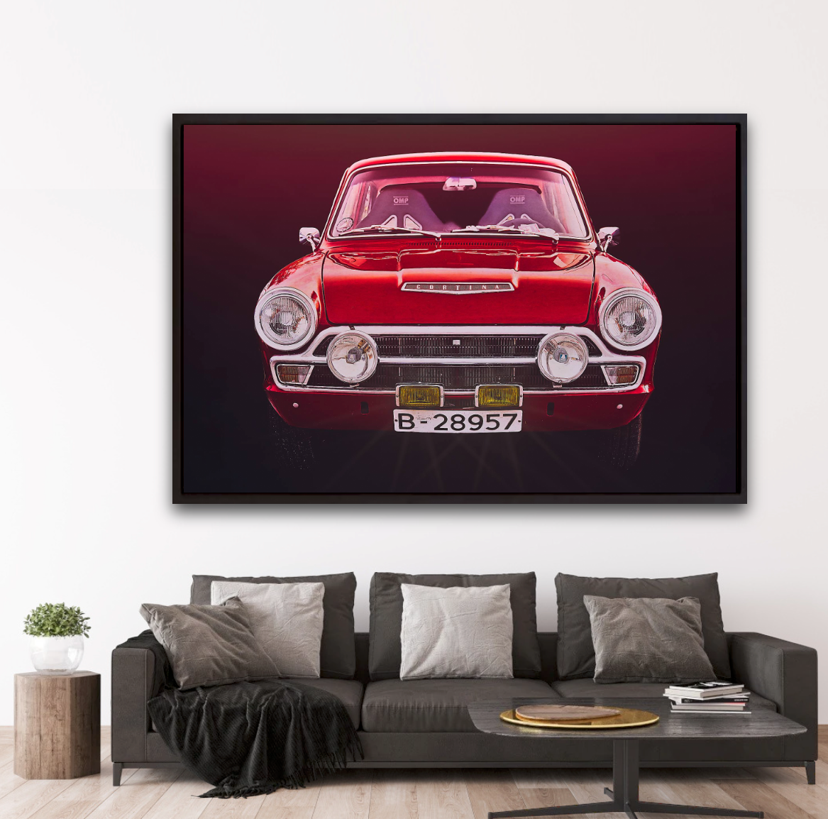 A Red Ford Cortina Mk 1 British classic car fine art photography wall art print by art Douglas Carr