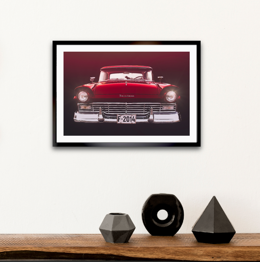 A red hot Ford Fairlane American classic car fine art photography wall art print by Douglas Carr – Oslo Art Prints