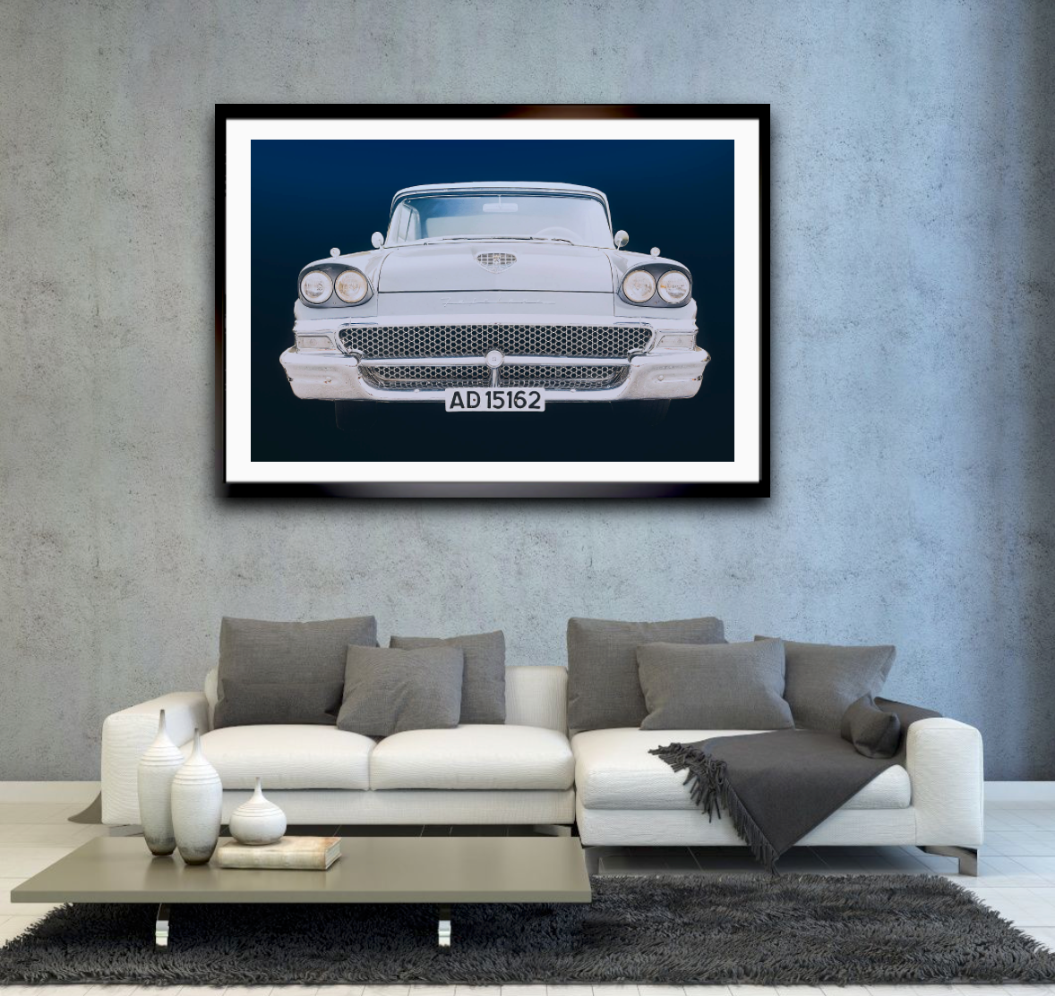 A 1958 Ford Fairlane Blue American classic car fine art photography wall art print by Douglas Carr