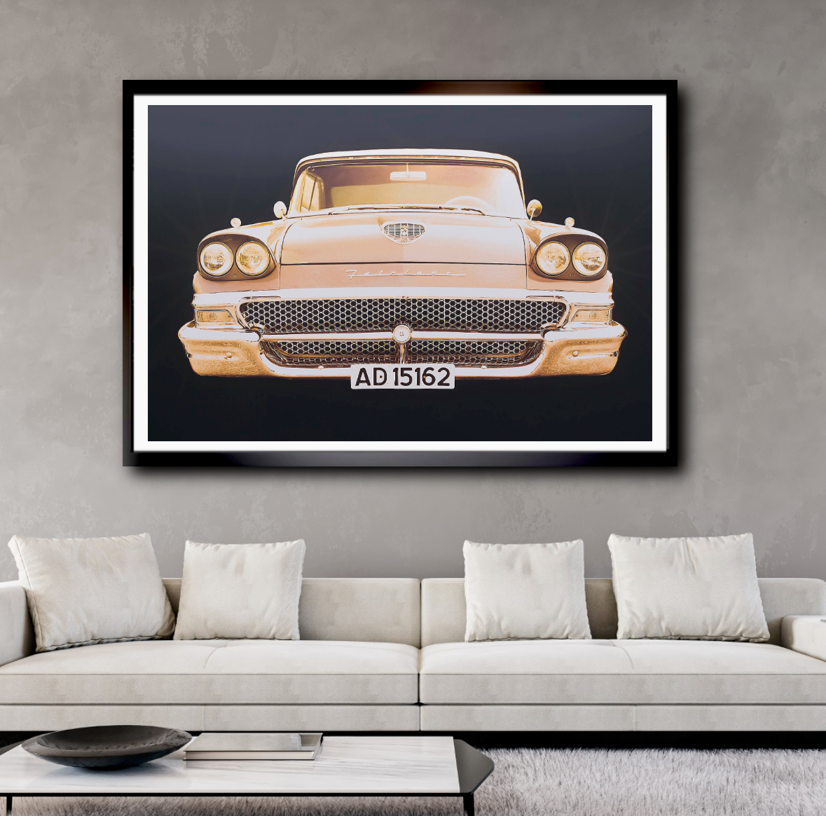 A 1958 Ford Fairlane Gold American classic car fine art photography wall art print by Douglas Carr – Oslo Art Prints