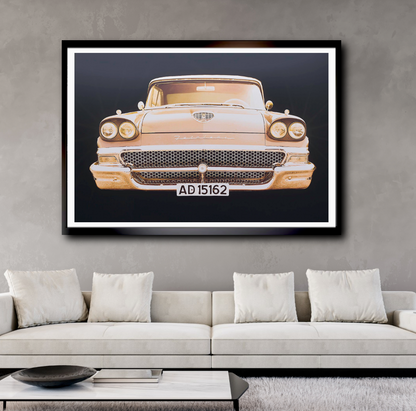 A 1958 Ford Fairlane Gold American classic car fine art photography wall art print by Douglas Carr – Oslo Art Prints