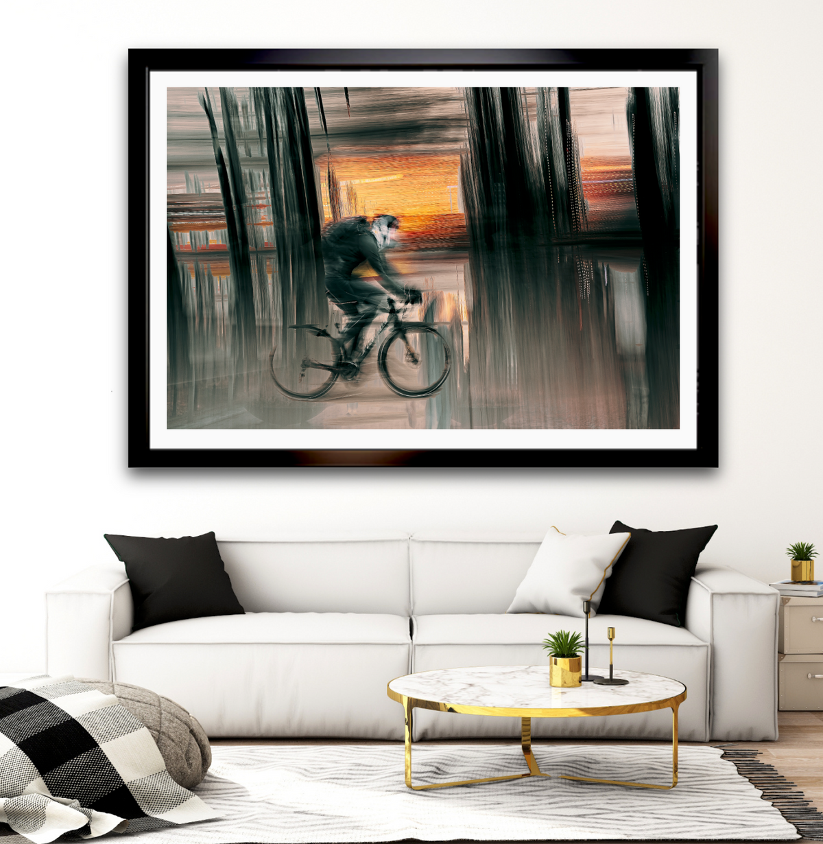 Eclipse of Motion a cyclist riding through Oslo city streets — ICM photography cycling wall art print by Douglas Carr at Oslo Art Prints