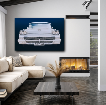 A 1958 Ford Fairlane Blue American classic car fine art photography wall art print by Douglas Carr