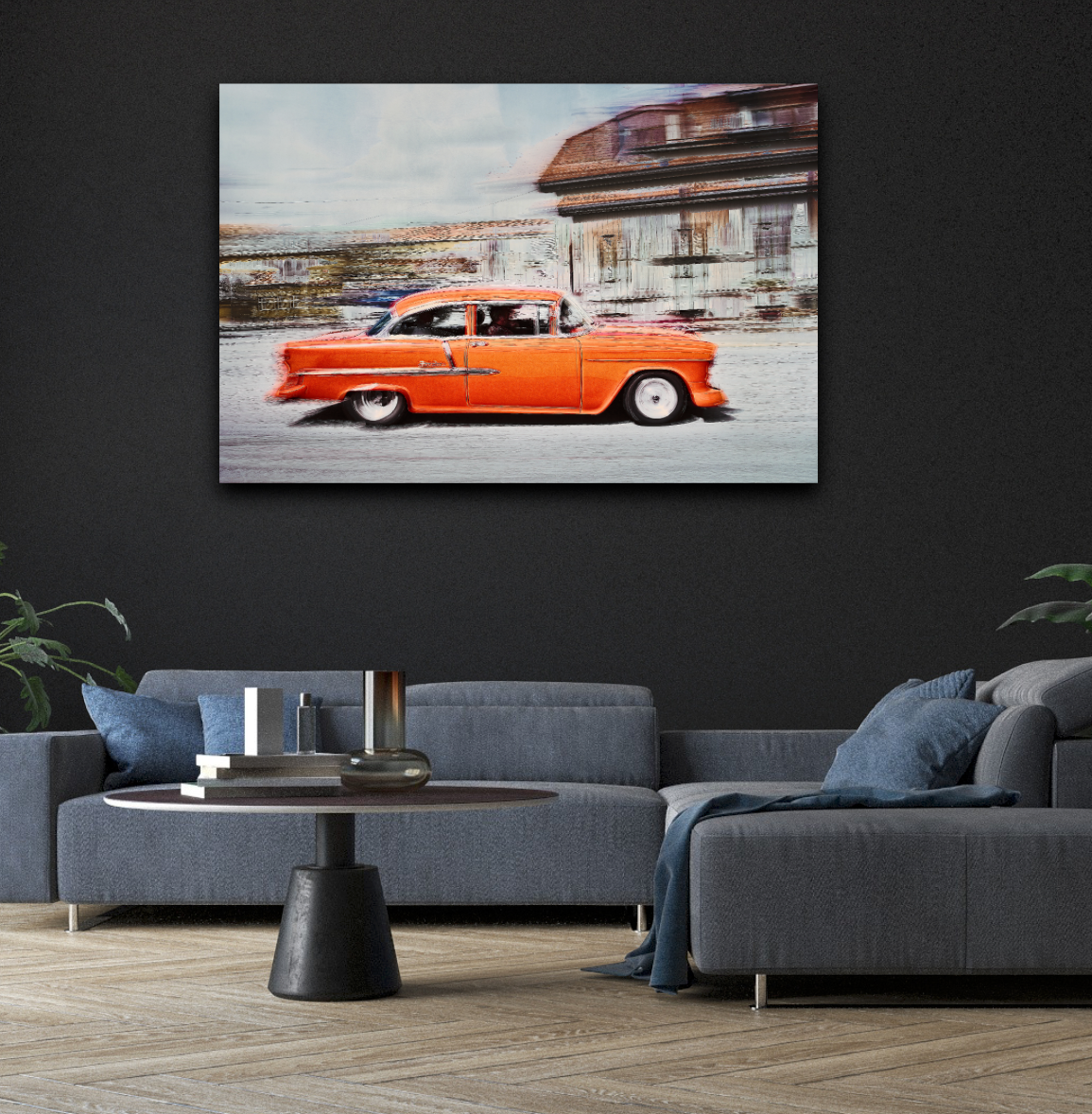 A Orange American classic car Bel Air fine art photography wall art print by Douglas Carr 