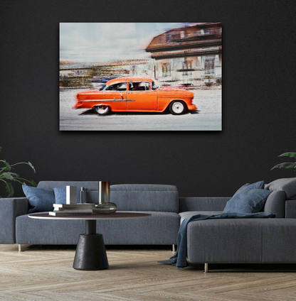A Orange American classic car Bel Air fine art photography wall art print by Douglas Carr 