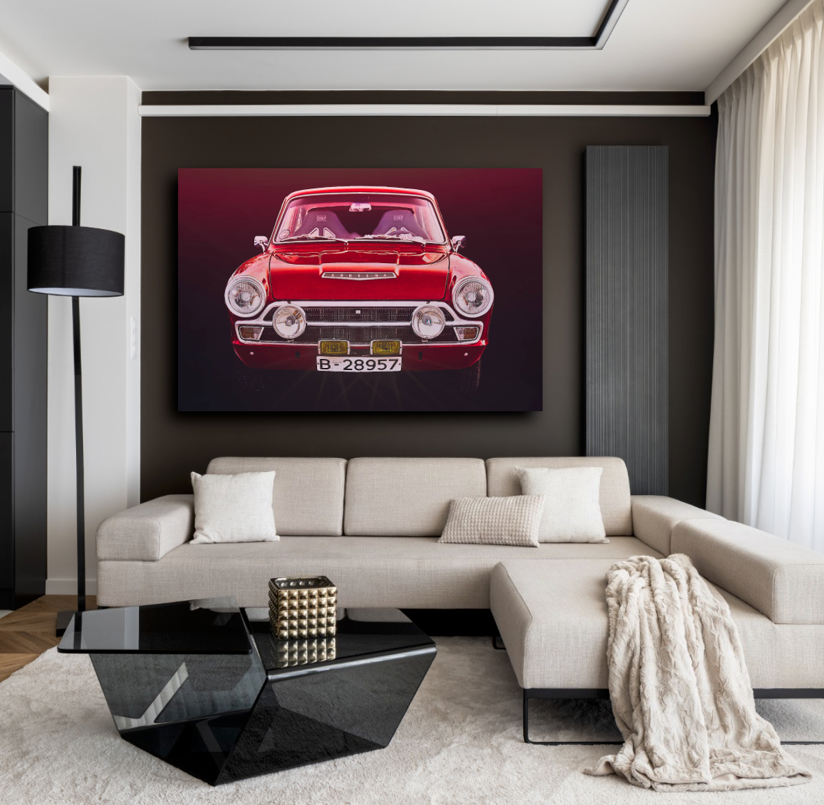 A Red Ford Cortina Mk 1 British classic car fine art photography wall art print by art Douglas Carr 