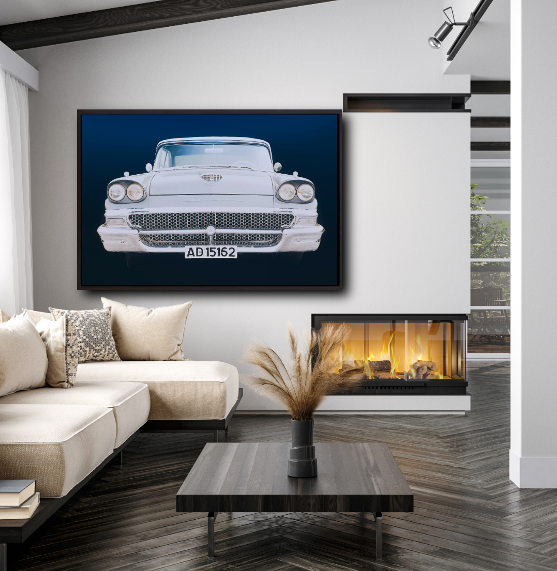 A 1958 Ford Fairlane Blue American classic car fine art photography wall art print by Douglas Carr