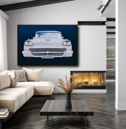 A 1958 Ford Fairlane Blue American classic car fine art photography wall art print by Douglas Carr