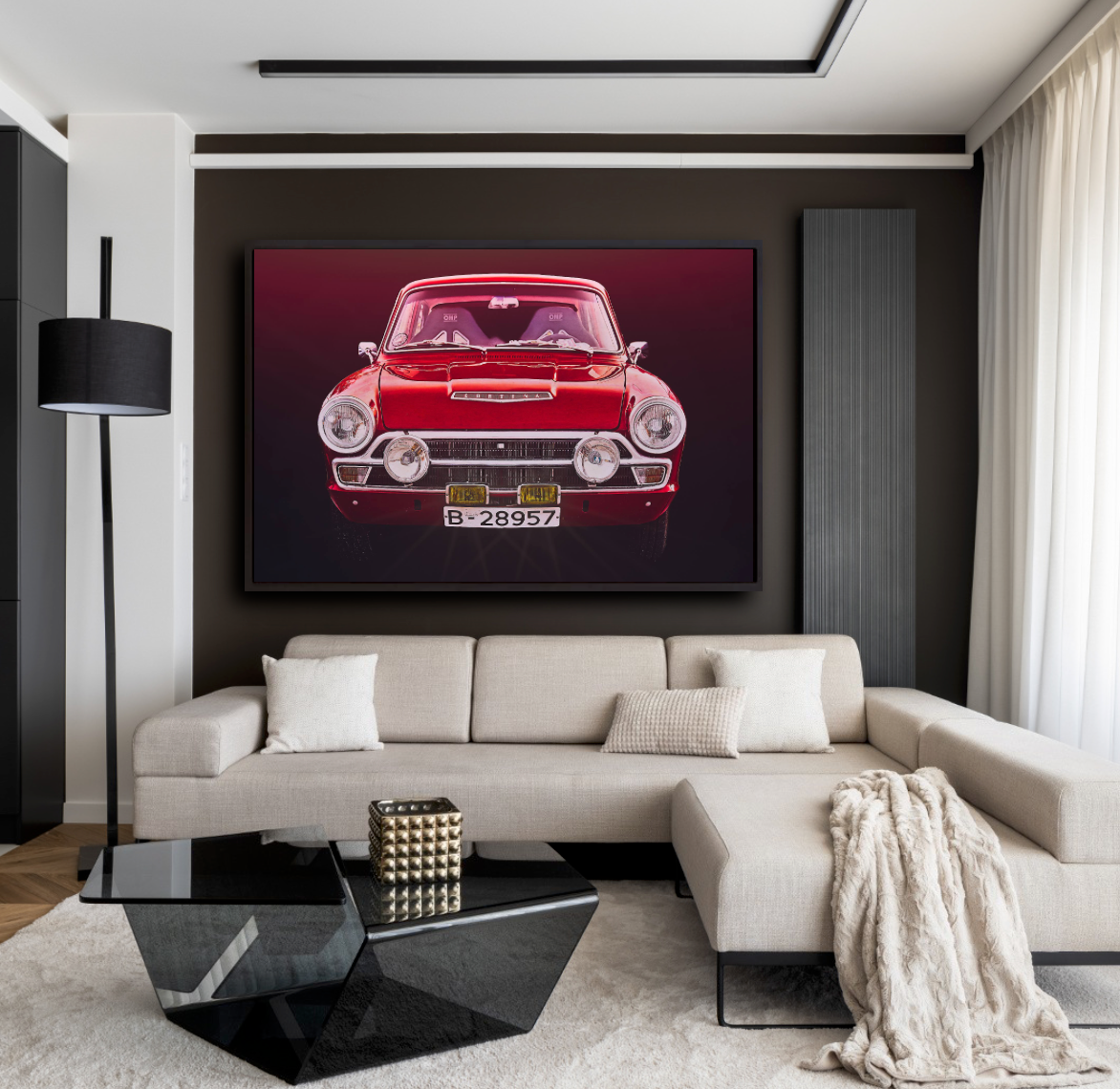 A Red Ford Cortina Mk 1 British classic car fine art photography wall art print by art Douglas Carr 