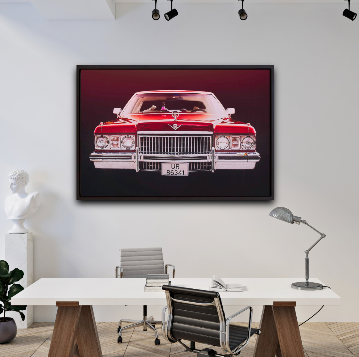 Red 1973 Cadillac Coupe de Ville, vintage AMCAR American classic car fine art photography wall art print art by Douglas Carr 