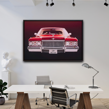 Red 1973 Cadillac Coupe de Ville, vintage AMCAR American classic car fine art photography wall art print art by Douglas Carr 