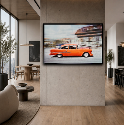 A Orange American classic car Bel Air fine art photography wall art print by Douglas Carr 