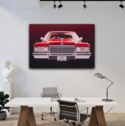 Red 1973 Cadillac Coupe de Ville, vintage AMCAR American classic car fine art photography wall art print art by Douglas Carr 