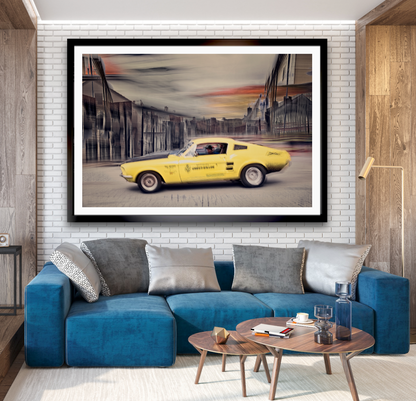 AA yellow American automotive Ford Mustang classic car fine art photography wall art prints art by Douglas Carr – Oslo Art Prints
