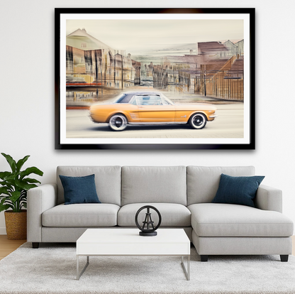 Automotive Limited Edition wall art print of American classic Golden Nugget Ford Mustang motor car by Douglas Carr at Oslo Art Prints