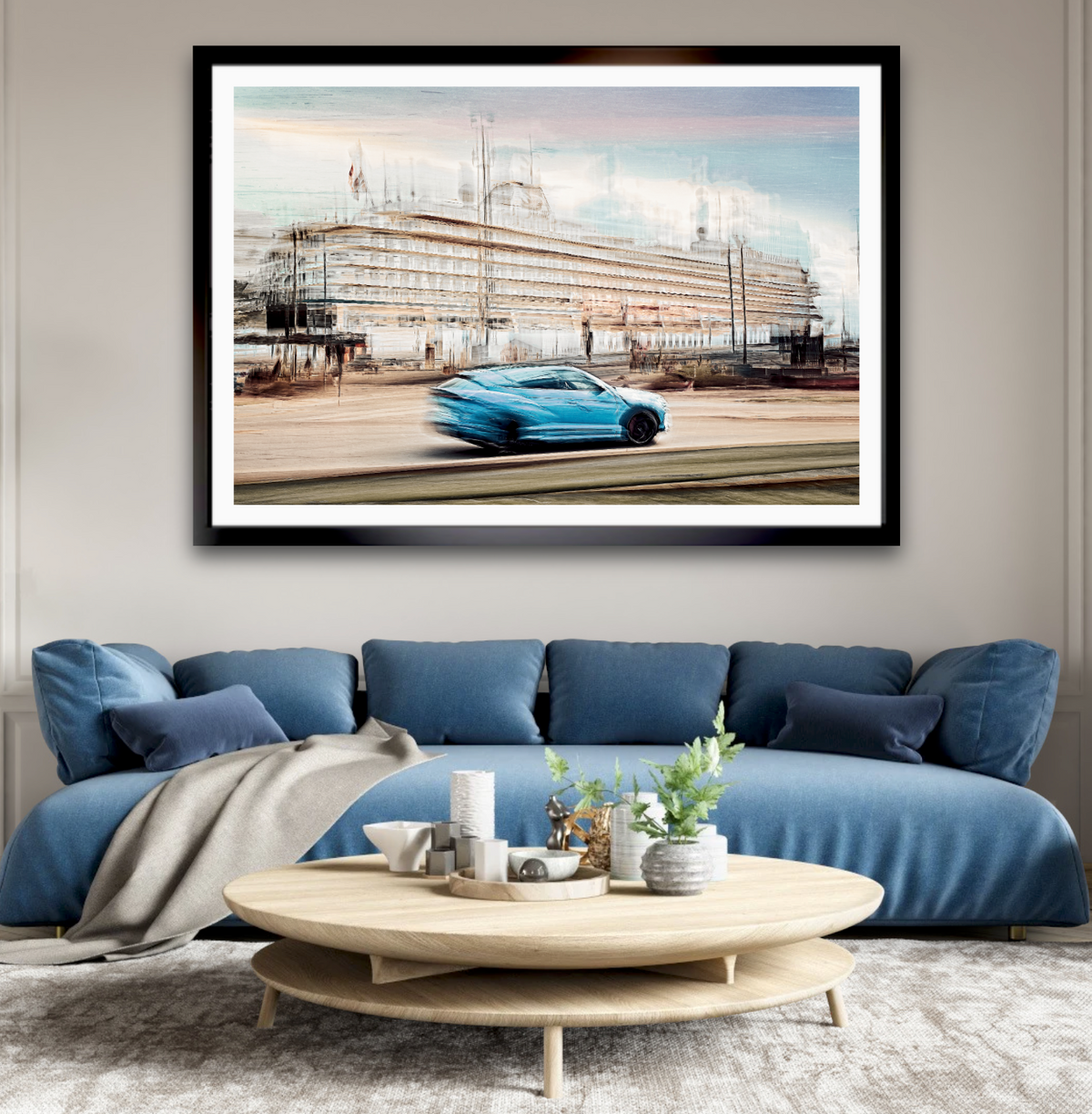 Automotive Limited Edition wall art print of Lamborghini Urus classic sports car  and a cruise ship in Oslo harbour by Douglas Carr Photography at Oslo Art Prints