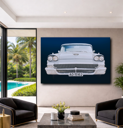 A 1958 Ford Fairlane Blue American classic car fine art photography wall art print by Douglas Carr