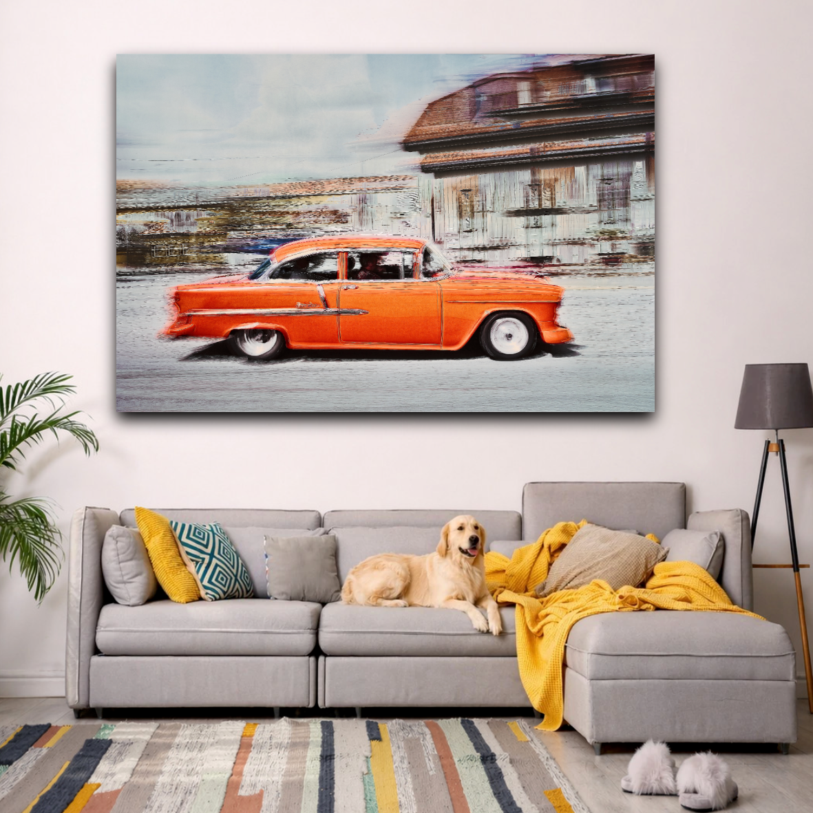 A Orange American classic car Bel Air fine art photography wall art print by Douglas Carr 