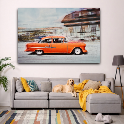 A Orange American classic car Bel Air fine art photography wall art print by Douglas Carr 