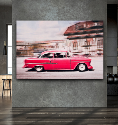 A pink 1955 Bel Air American classic car fine art photography wall art print by Douglas Carr