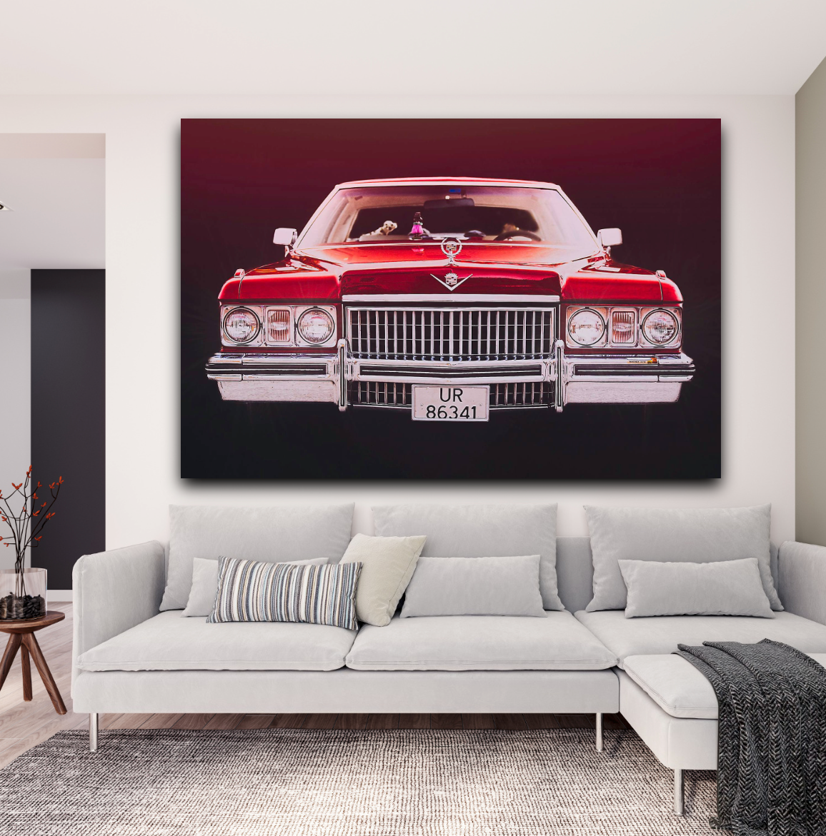 Red 1973 Cadillac Coupe de Ville, vintage AMCAR American classic car fine art photography wall art print art by Douglas Carr 