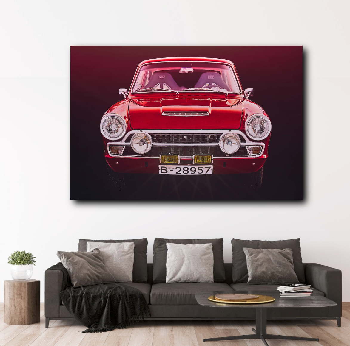 A Red Ford Cortina Mk 1 British classic car fine art photography wall art print by art Douglas Carr 
