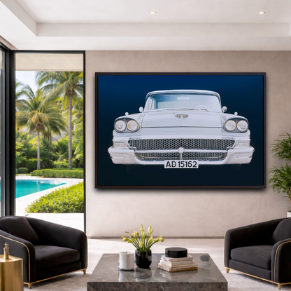 A 1958 Ford Fairlane Blue American classic car fine art photography wall art print by Douglas Carr