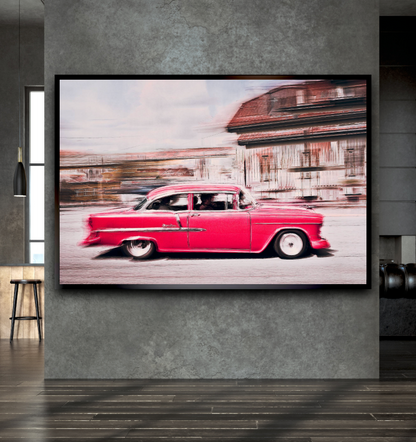 A pink 1955 Bel Air American classic car fine art photography wall art print by Douglas Carr