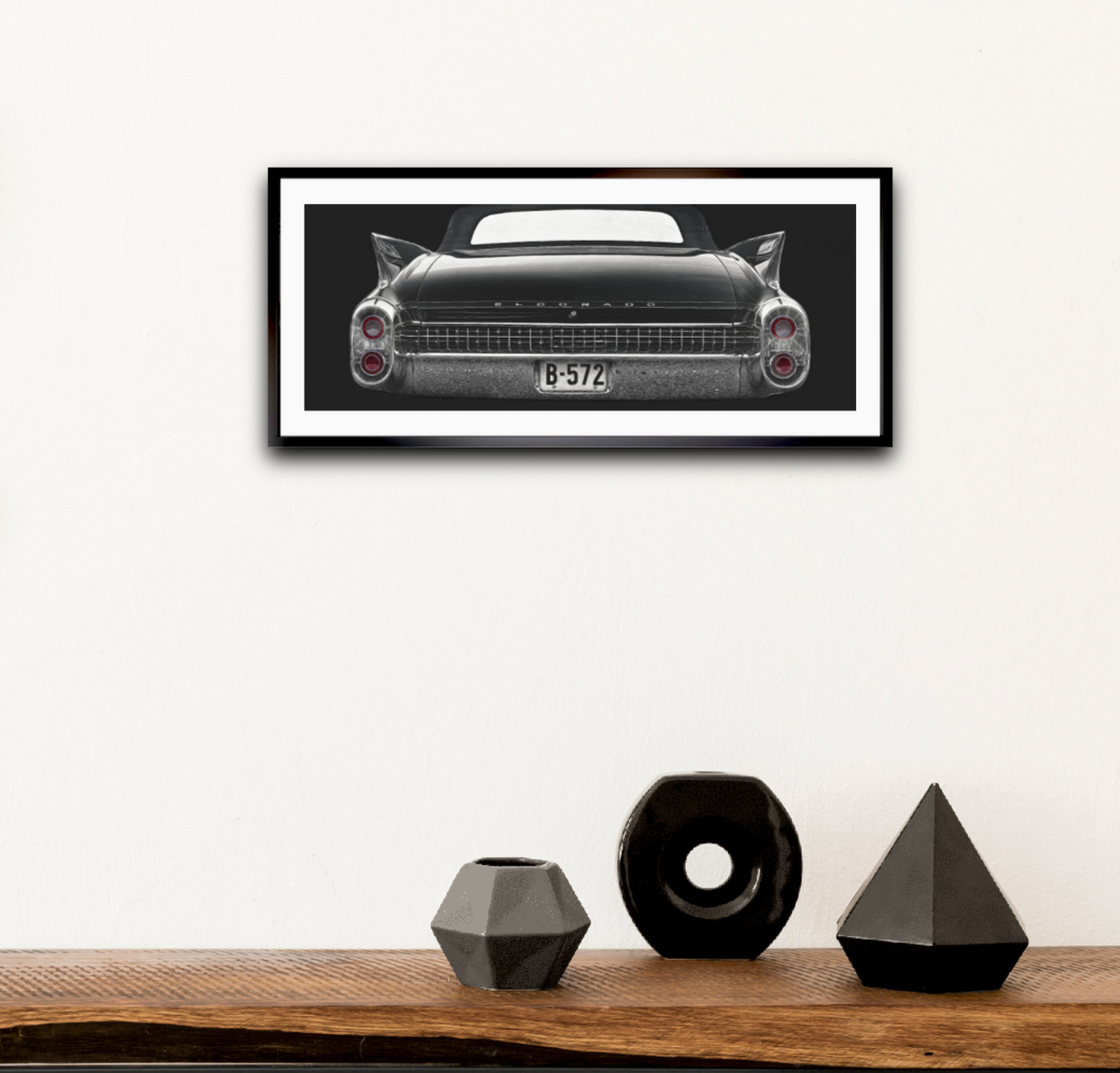 Eldorado Noir – a 1960 Cadillac Eldorado convertible from behind an American classic car fine art photography wall art print by Douglas Carr – Oslo Art Prints