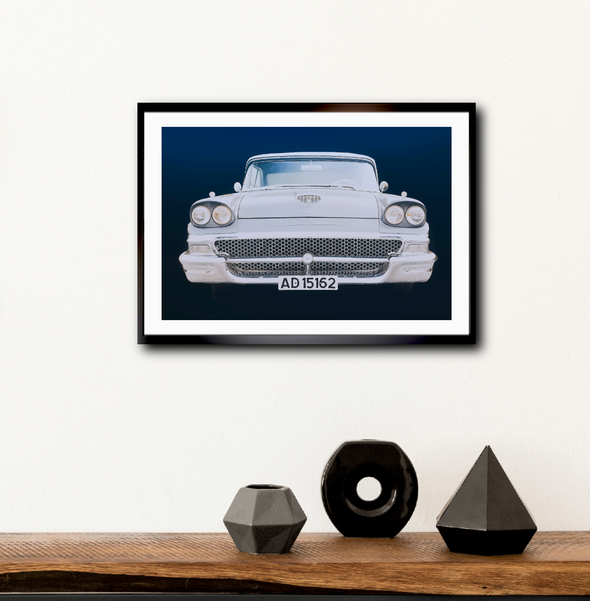 A 1958 Ford Fairlane Blue American classic car fine art photography wall art print by Douglas Carr – Oslo Art Prints