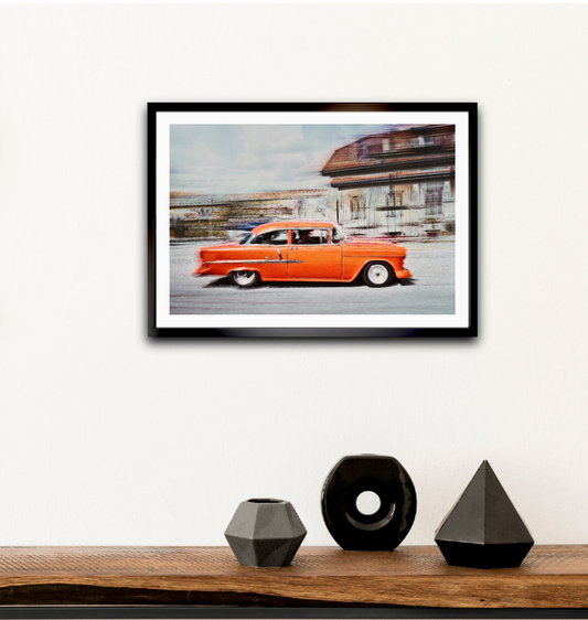 A Orange American classic car Bel Air fine art photography wall art print by Douglas Carr 