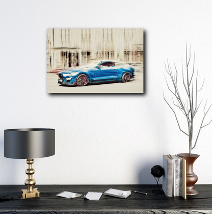 A blue Ford Mustang Shelby a American classic car wall art wall art prints art by Douglas Carr photography