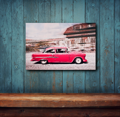 A pink 1955 Bel Air American classic car fine art photography wall art print by Douglas Carr