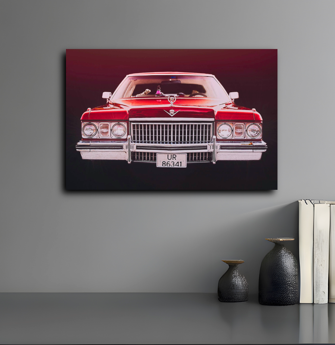 Red 1973 Cadillac Coupe de Ville, vintage AMCAR American classic car fine art photography wall art print art by Douglas Carr 