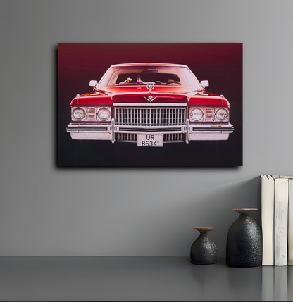 Red 1973 Cadillac Coupe de Ville, vintage AMCAR American classic car fine art photography wall art print art by Douglas Carr 