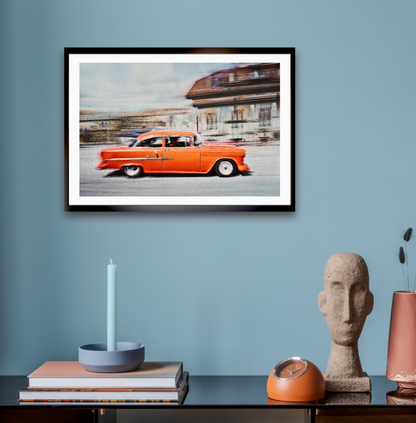 A Orange American classic car Bel Air fine art photography wall art print by Douglas Carr 