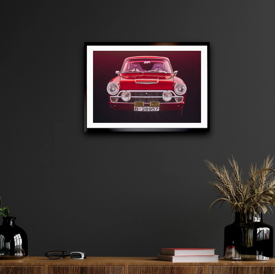 A Red Ford Cortina Mk1 British classic car fine art photography wall art print by Douglas Carr – Oslo Art Prints