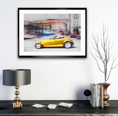 A Golden American classic car Plymouth Prowler fine art photography by Douglas Carr  to brighten up any space