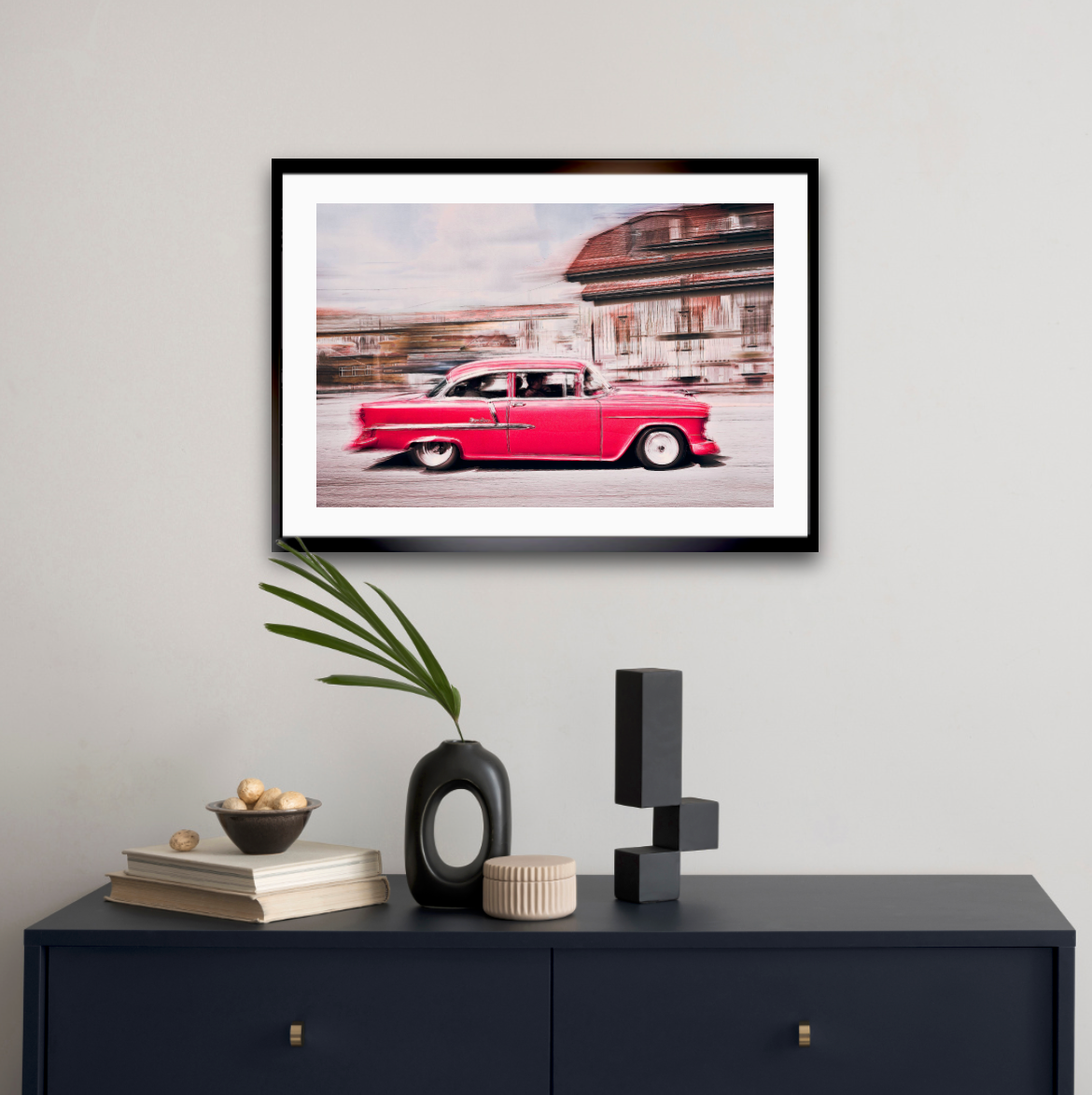 A pink 1955 Bel Air American classic car fine art photography wall art print by Douglas Carr