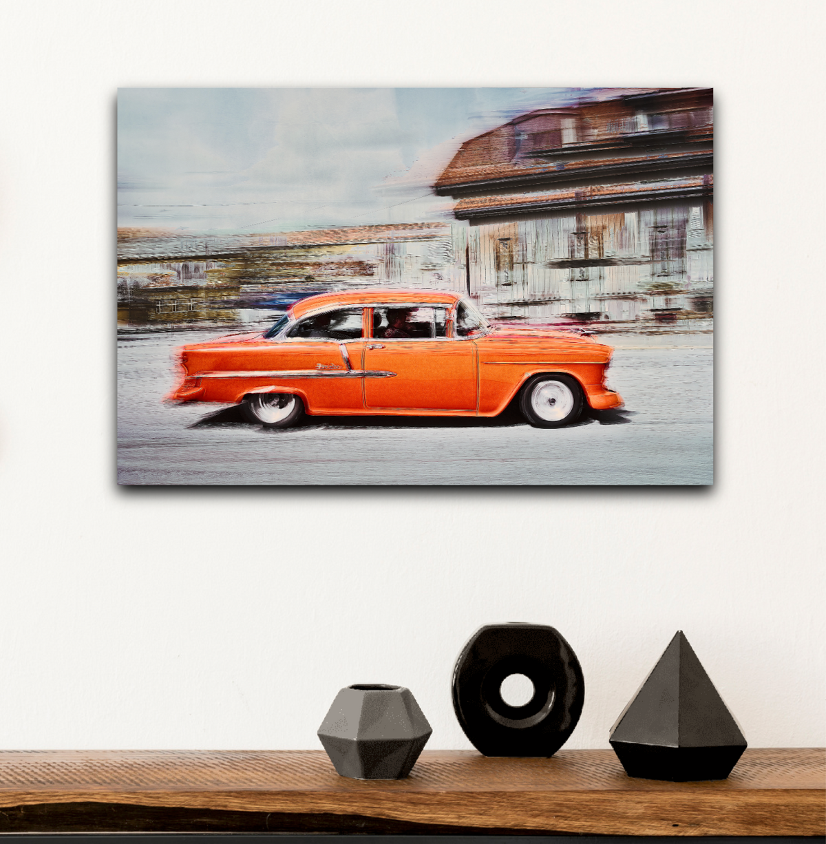 A Orange American classic car Bel Air fine art photography wall art print by Douglas Carr 