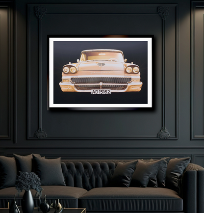 A 1958 Ford Fairlane Gold American classic car fine art photography wall art print by Douglas Carr – Oslo Art Prints