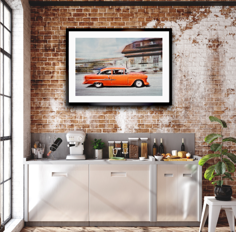 A Orange American classic car Bel Air fine art photography wall art print by Douglas Carr 