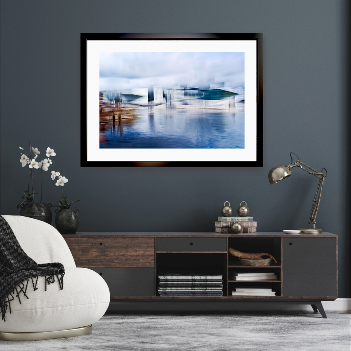 Crystalline Barcode, Oslo Opera House Barcode architecture and skyline waterfront — ICM photography architecture wall art print by Douglas Carr at Oslo Art Prints