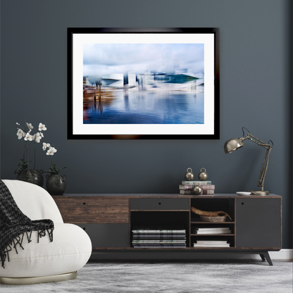 Crystalline Barcode, Oslo Opera House Barcode architecture and skyline waterfront — ICM photography architecture wall art print by Douglas Carr at Oslo Art Prints