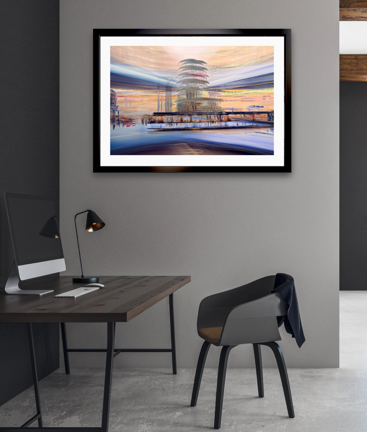 Magical Journey an blue Oslo tram in motion through the city — ICM photography tram wall art print by Douglas Carr at Oslo Art Prints