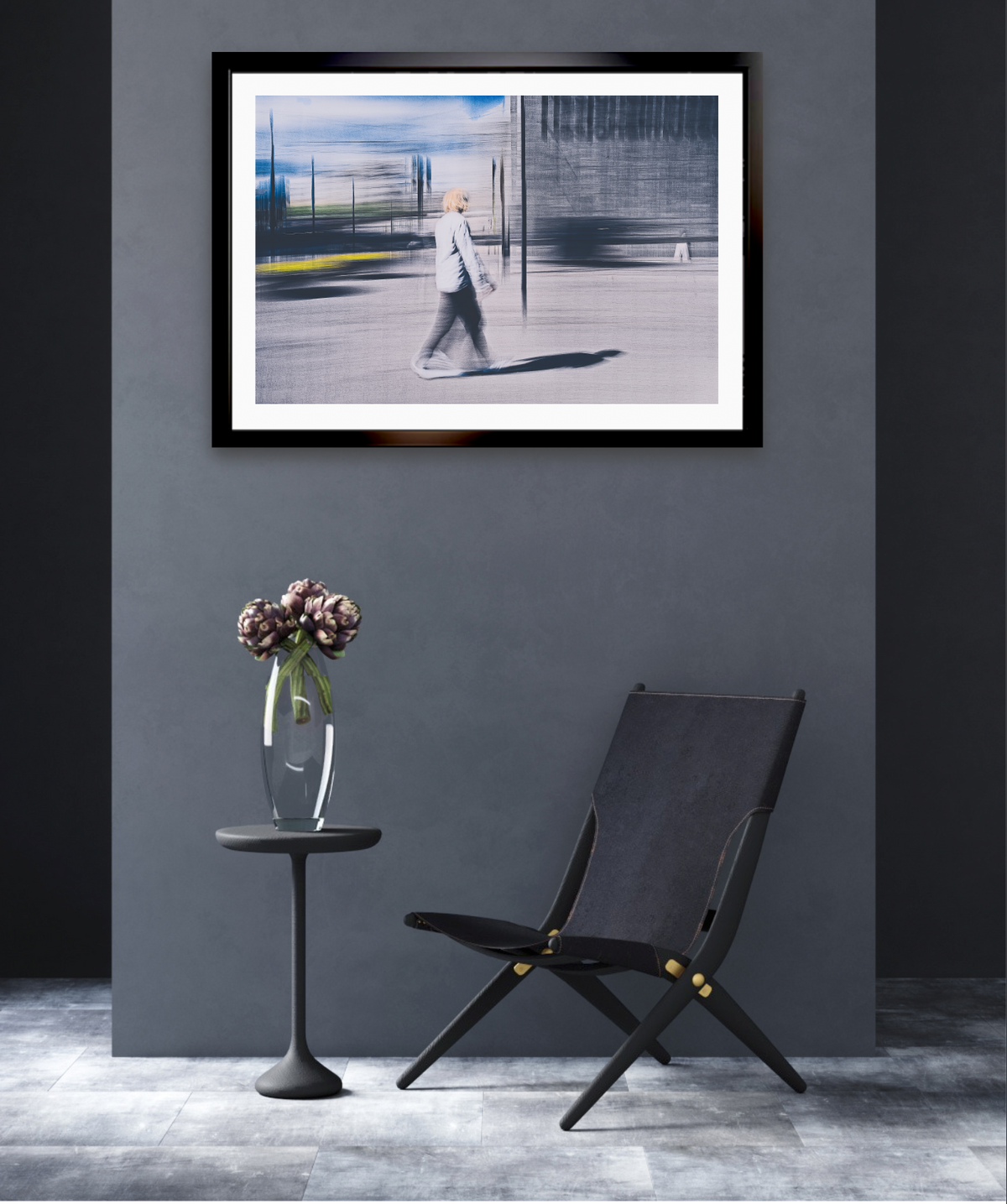 Passing Light a man walking through Oslo city streets pass the National Museum— ICM photography cycling wall art print by Douglas Carr at Oslo Art Prints