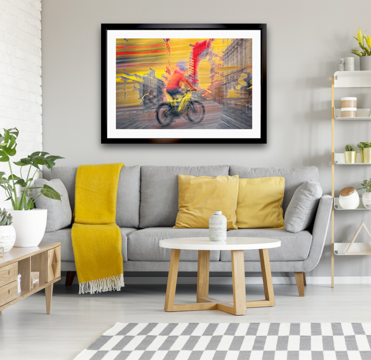 Racing Thoughts a cyclist riding through Oslo city streets — ICM photography cycling wall art print by Douglas Carr at Oslo Art Prints