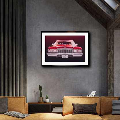 Red 1973 Cadillac Coupe de Ville, vintage AMCAR American classic car fine art photography wall art print art by Douglas Carr 