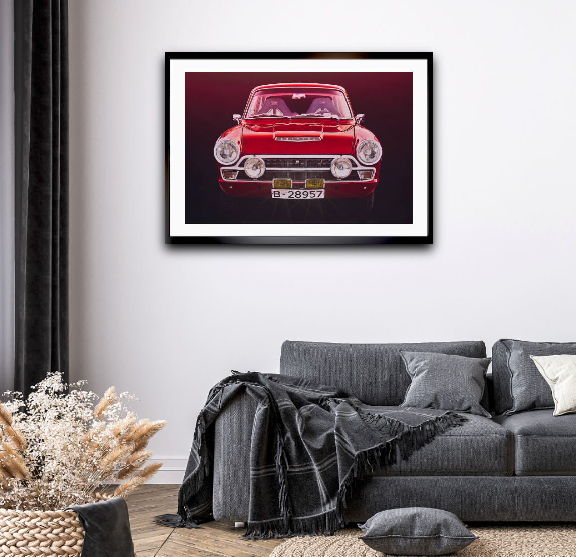 A Red Ford Cortina Mk 1 British classic car fine art photography wall art print by art Douglas Carr 